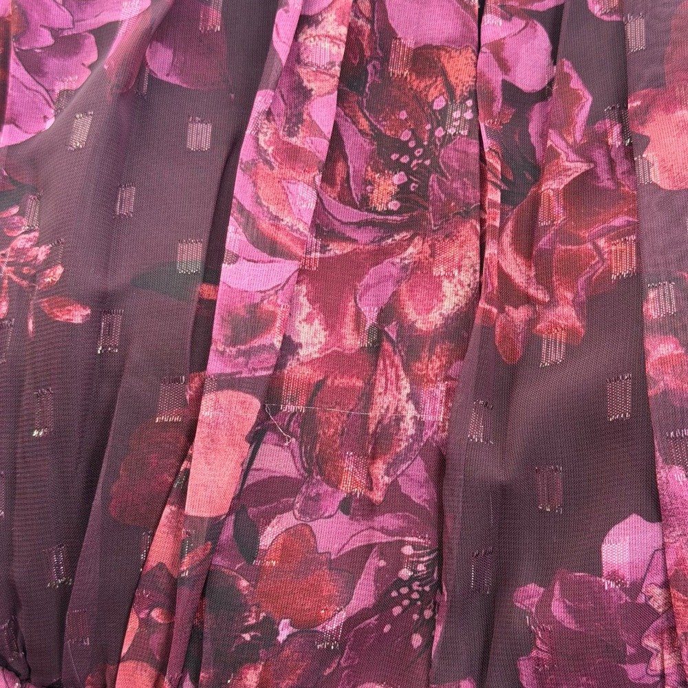 NWD R&M Richards Plum Rose Floral Halter Keyhole Chiffon Gown Maxi Dress Size 16 - Picture 12 of 16